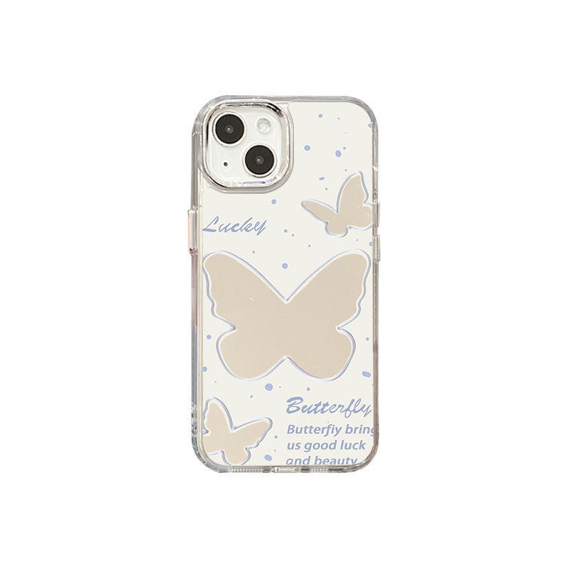 White Simple Butterfly for iPhone17promax Mobile Phone Case 16 Niche 14/13 Apple 15 Makeup Mirror