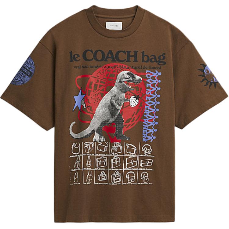 

Coach Letter Logo Print Round Neck Short Sleeve T-Shirt Men Tops Brown CT022-BRN S