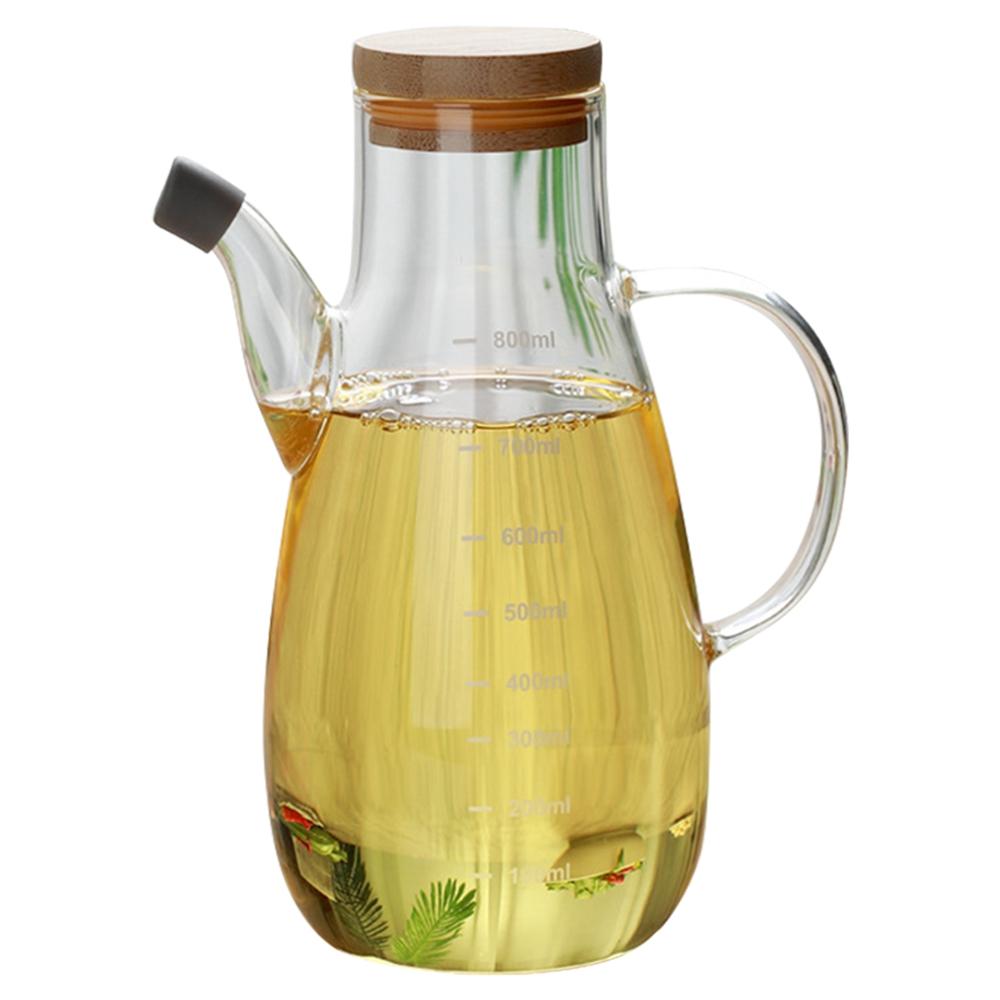 500/800ml Cooking Seasoning Bottle Dispenser Glass Olive Oil Sauce Vinegar Pot Bottles with Handle Lid Kitchen Cooking Container