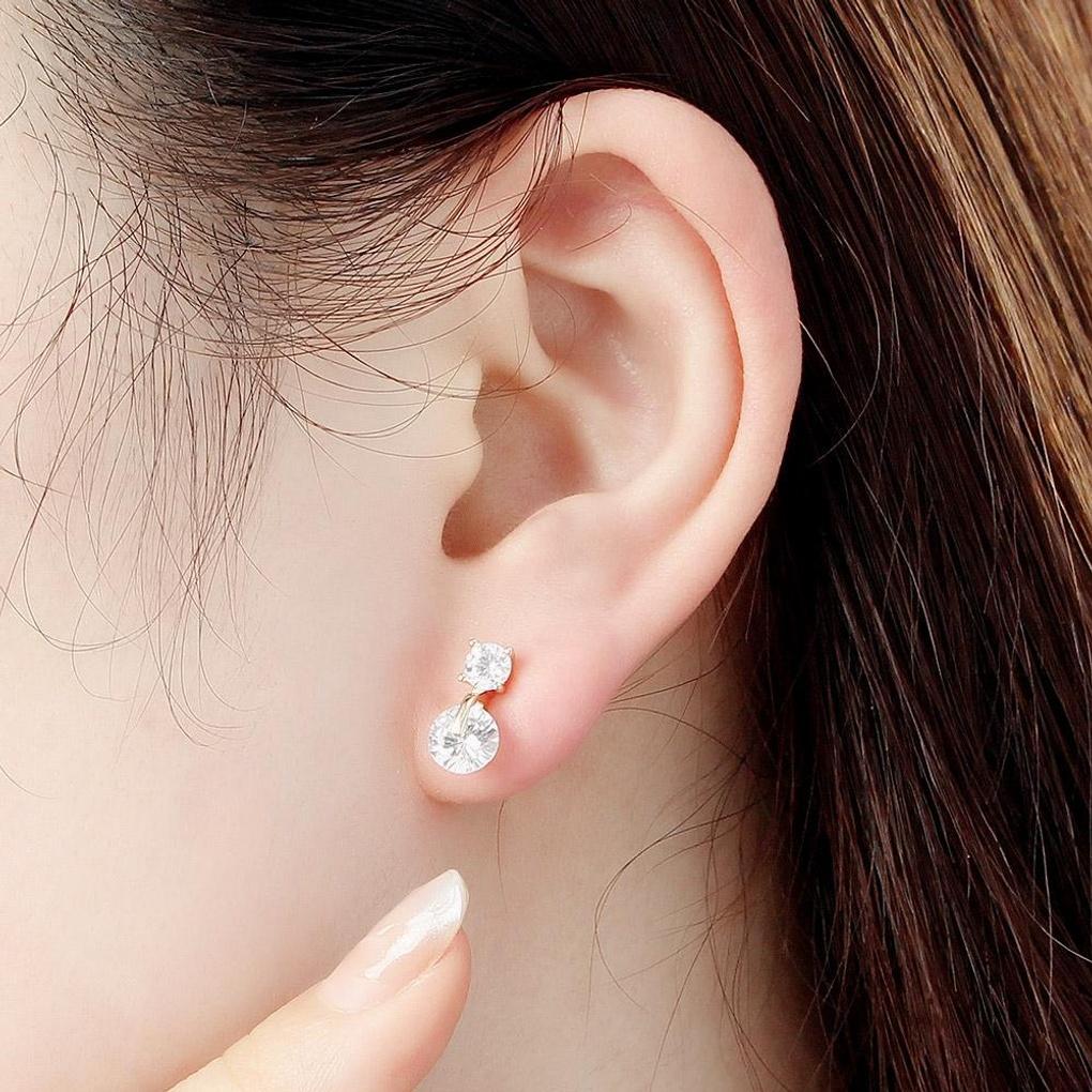 925 silver, gold-plated, diamond cubic silver needle earrings
