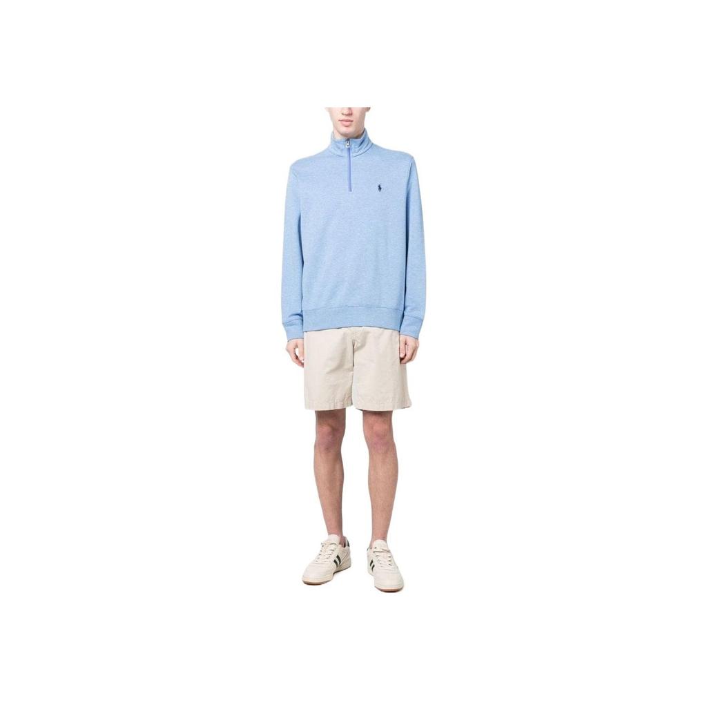 Polo Ralph Lauren Solid Color Stand Collar Half Zip Pullover Knit Sweater Men Sweater Blue 710812963-047