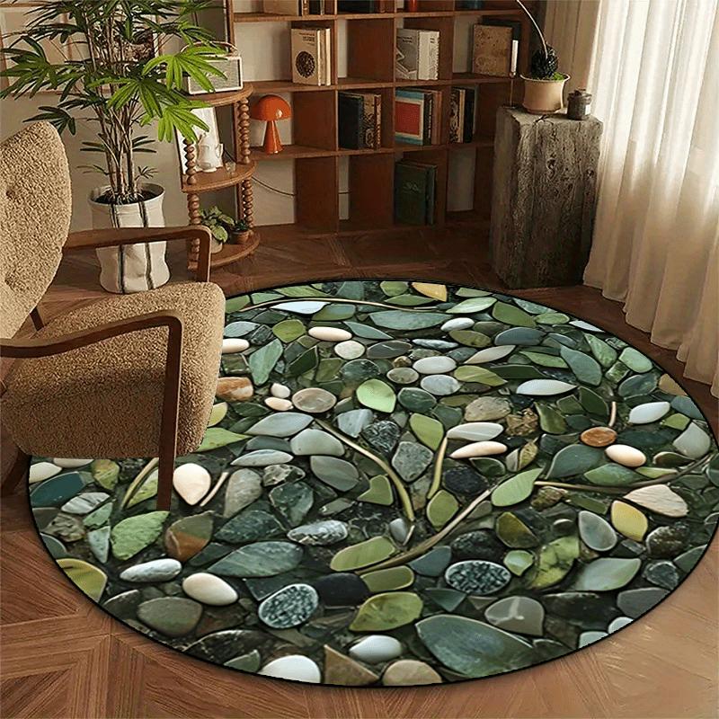 Luxurious Cobblestone Pattern Round Shape Floor Mats Kitchen Hallway Runner Rug Bedroom Living Room Soft Carpet Non-slip Area Rug