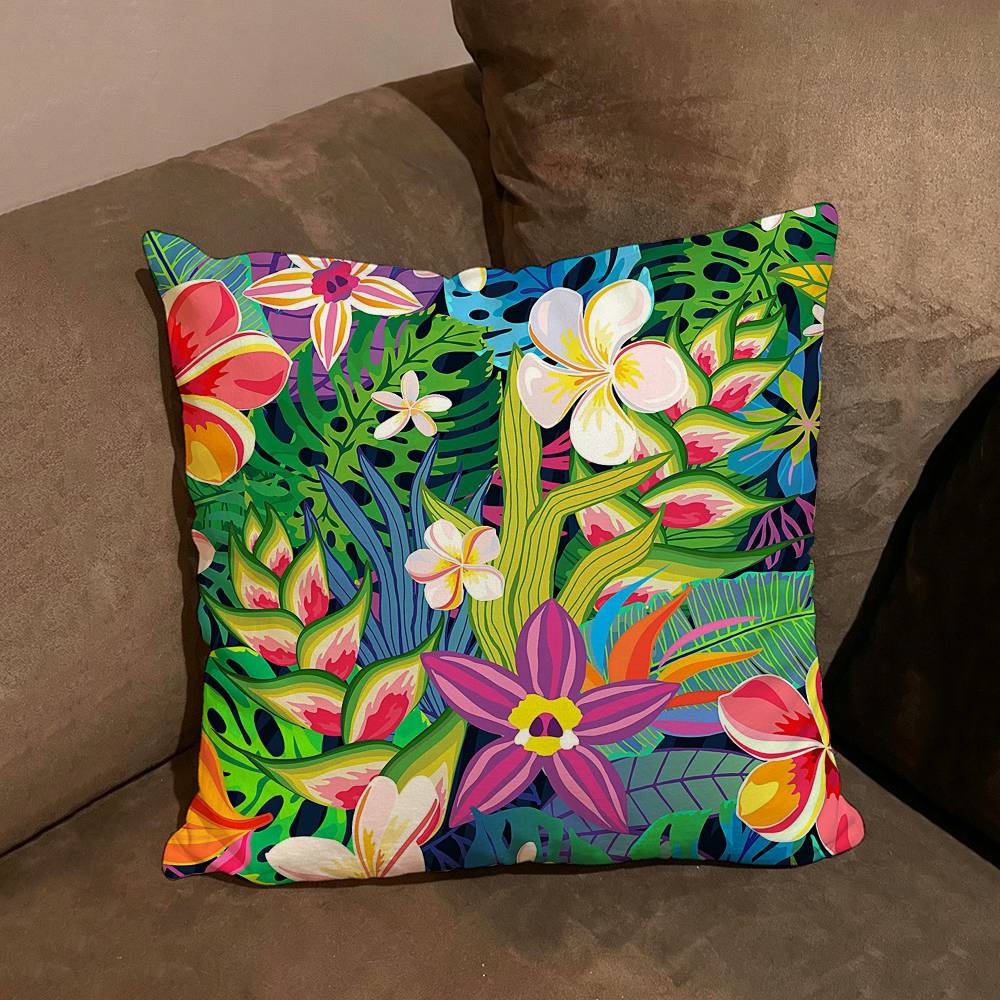 Fashion Tropical Jungle Flowers Plants Comfortable soft Pillow Case for Sofa Room Home office Decor and Protective Covers