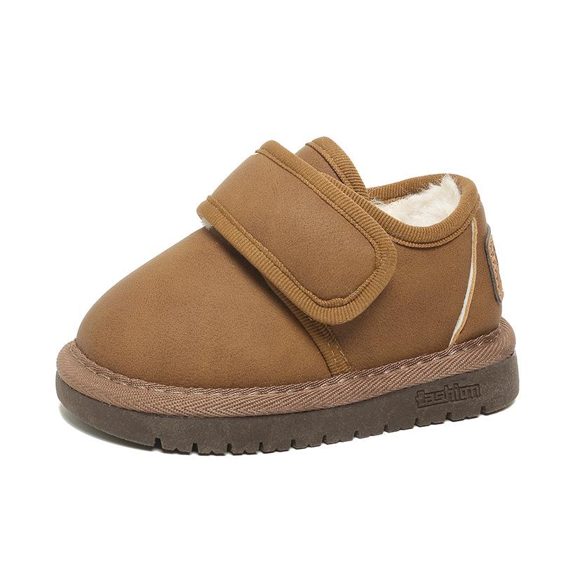 

Unisex Infant Winter Snow Boots: Warm Velvet Cotton Soft Leather with Magic Tape Size 27 - 17.5cm коричневий