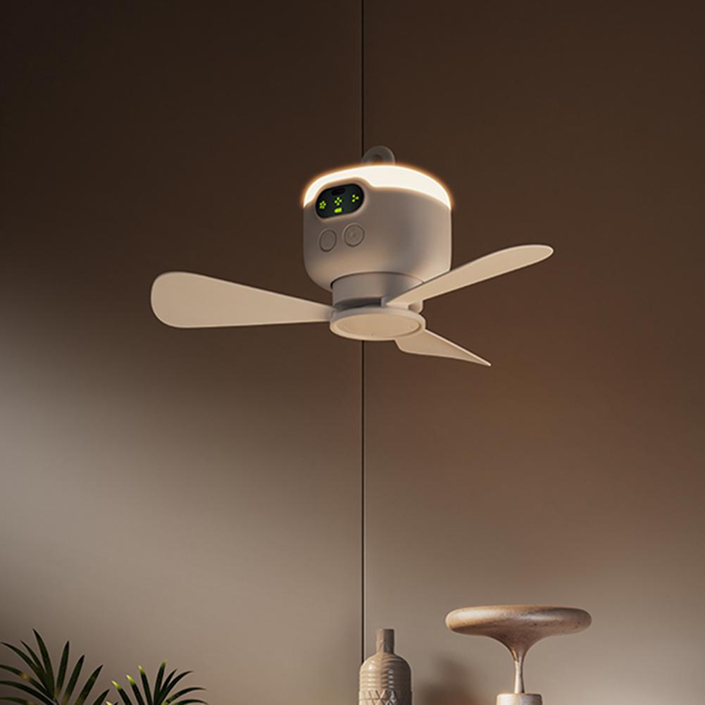 Hanging Fan Battery Operated Ceiling Fan with Light with Remote Control USB Rechargeable Fan 3 Wind Speed for Canopy Tent