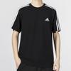 Adidas Pánské sportovní tričko s krátkým rukávem s pruhovaným potiskem Černé IC9334