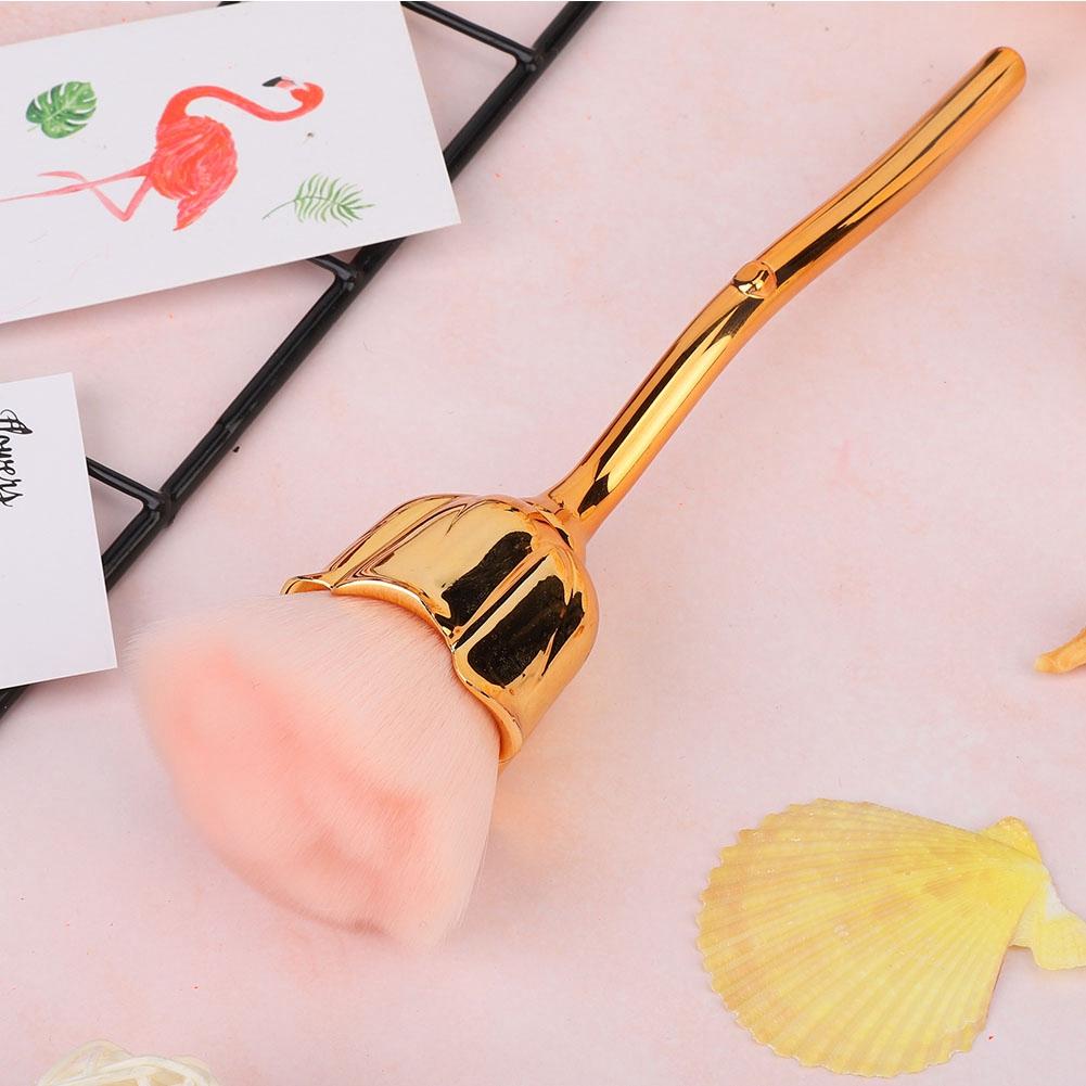 Rose Shape Long Handle Nail Art Brush Manicure Nail Polishing Dust Powder Removal Brush 01#