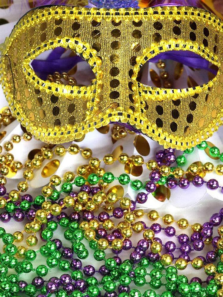 Mardi Gras Costume Accessories Hat Bow Bead Necklace Mardi Gras Theme Party Accessories for Decoration