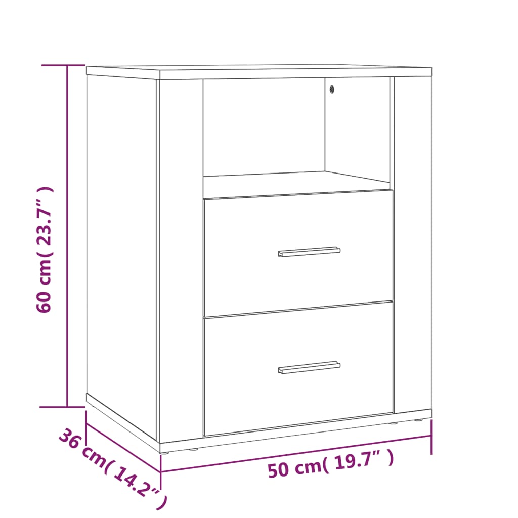 Nightstand Concrete Grey 50 X 36 X 60 Cm Engineered Wood