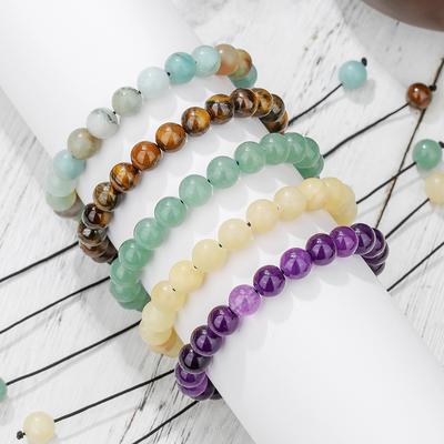 Hand Woven Natural Stone Bracelet Colorful Crystal Beaded Tiger Eye Fashion Bracelet
