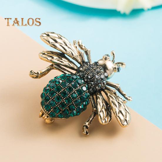 Unisex Brooch Bee Shape Alloy Rhinestone Decor Anti-slip Bag Coat Collar Hat Scarf Decoration Clothes Pin Party Prom Garment Jewelry