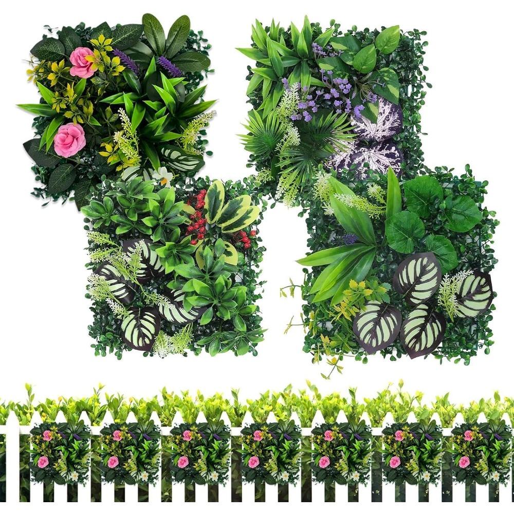 

Artificial wall panel - Artificial privacy fence background decoration - 9.84x9.84 inch patio artificial plant wall Pack of 4