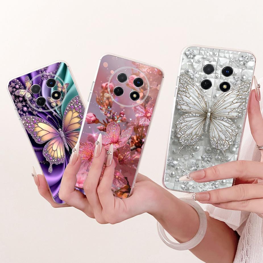 For Huawei Nova Y91 Case STG-LX1 STG-LX2 Stylish Bow Flowers Painted Cover Soft Silicone Case For Huawei Nova Y91 NovaY91 Fundas