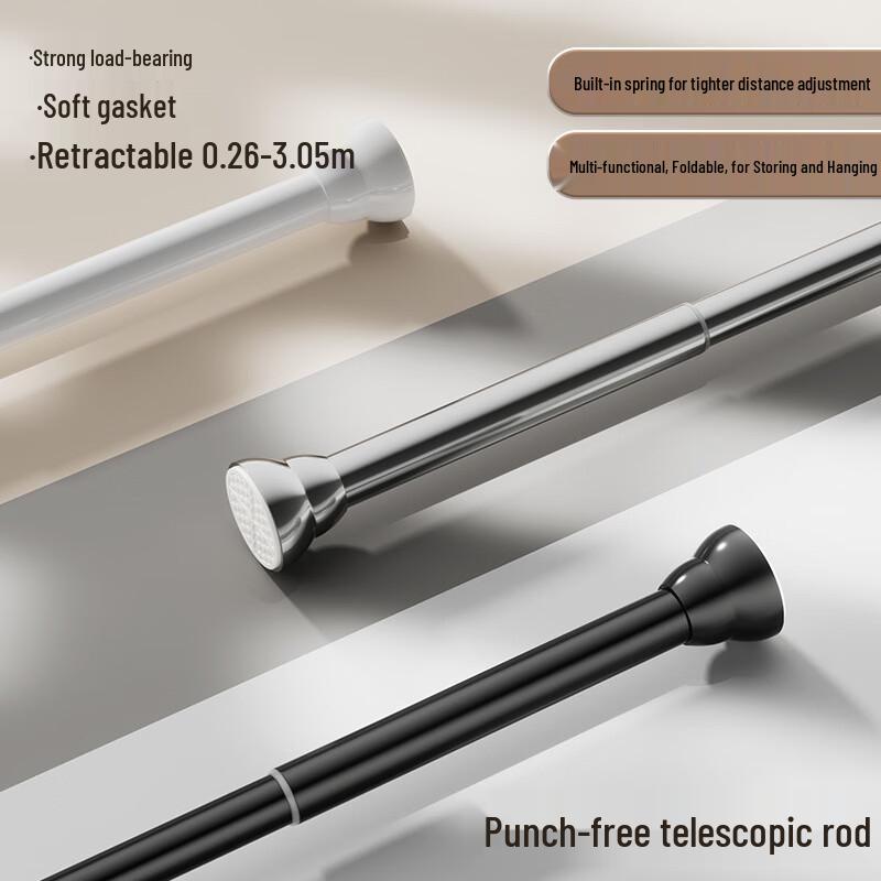 cmaos No-Drill Stainless Steel Telescopic Shower Curtain Rod