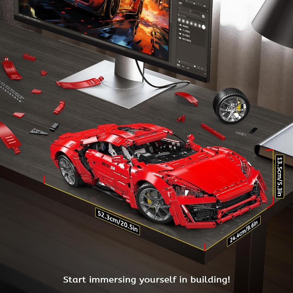 MOULD KING 13190 Technisches Auto Baustein Fernbedienung Lykan Hypersport Rennwagen Modell Montage Ziegel Spielzeug Kinder Geschenk
