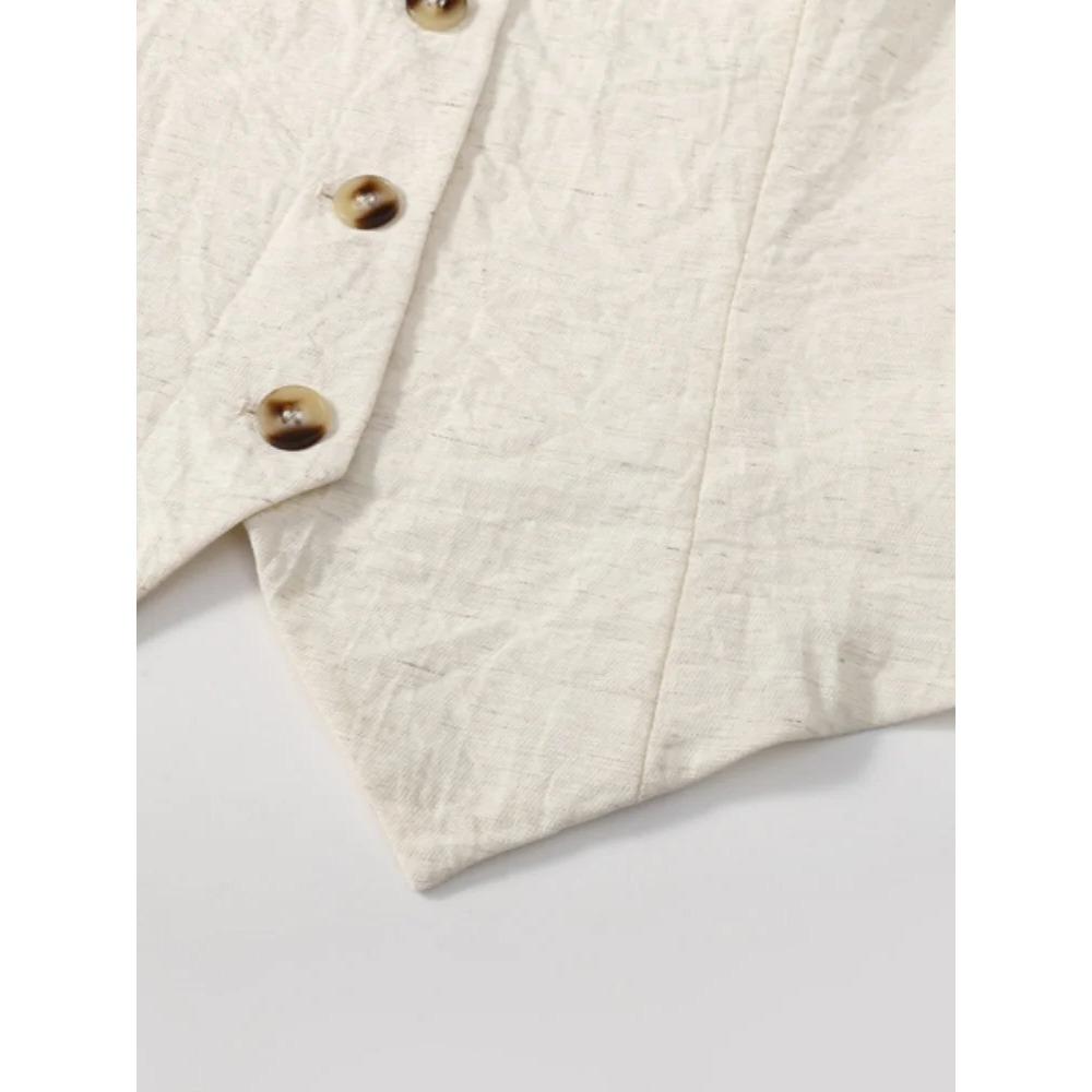 Fashionable New Linen Vest Thin Women's Vest High-end Slim Fit Short Sleeveless Suit V-neck Camisole Jacket009