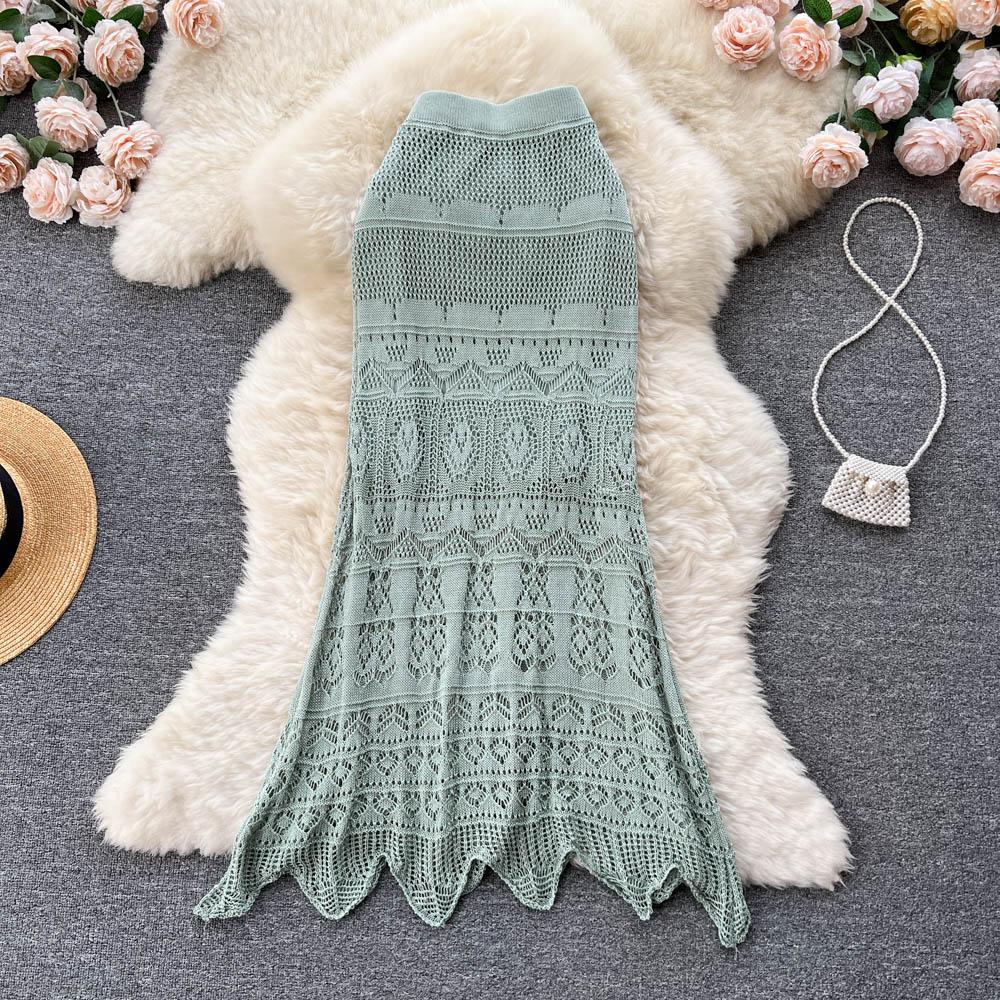 Autumn and Winter New Korean Medium-length Paragraph Elastic Hip Hook Flowers Wisp Niche Irregular Half-body Skirt