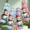 1PC Winter Snowman Pattern 750ml Color Plastic Sports Water Bottle Leakproof Flip Straw Lid Suitable for Sports Office Home Use