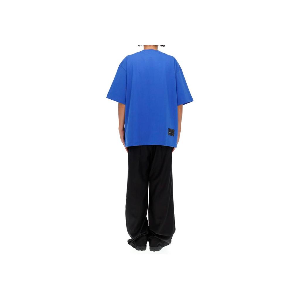 We11done Logo Round Neck Short Sleeve T-Shirt Unisex Tops Blue WD-TP5-19-920-BL