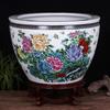 Extra Large Blue & White Ceramic Lotus Bowl for Outdoor Courtyards