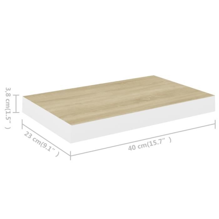 VidaXL Étagère murale flottante Chêne et blanc 40x23x3,8 cm MDF