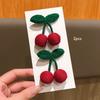 2 knitted red cherry sweet versatile hair clips suitable for daily hair accessories