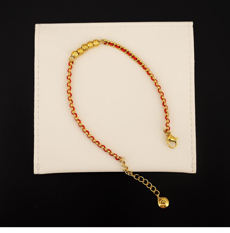 Pulsera Roja de Año Nuevo Tejida a Mano para Mujer con Cuentas Doradas - Regalo Tai Sui