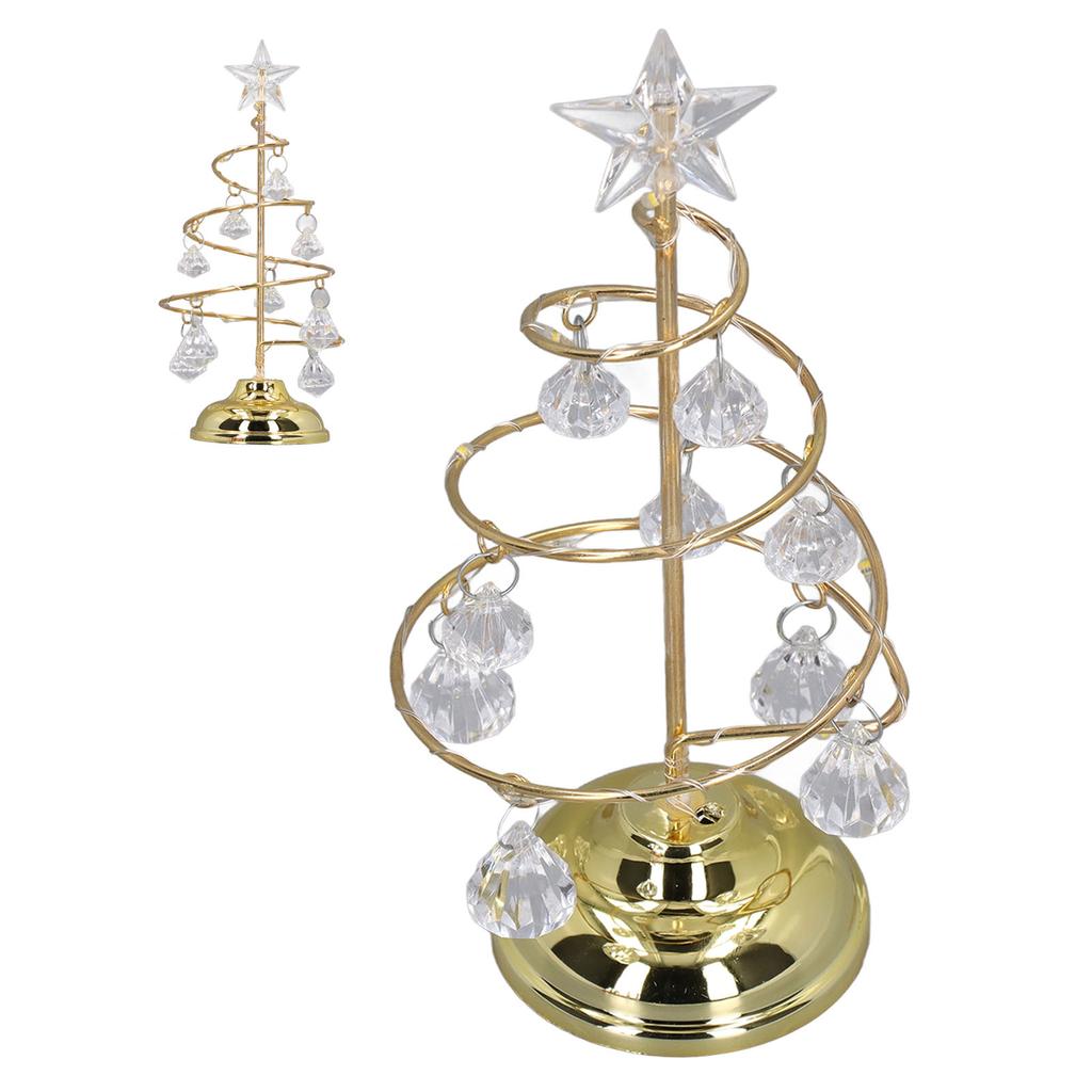 LED Christmas Tree Lamp Small Crystal Decorative Iron Tree Night Light Ornament for Gift