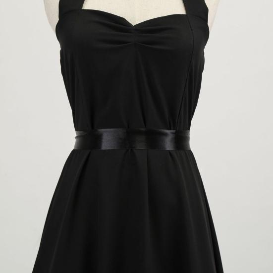 Abendkleid für Damen, mit Schnürung, Neckholder, A-Linie, rückenfrei, schulterfrei, ärmellos, einfarbig, Retro, Cocktailparty, Hochzeit, Midikleid