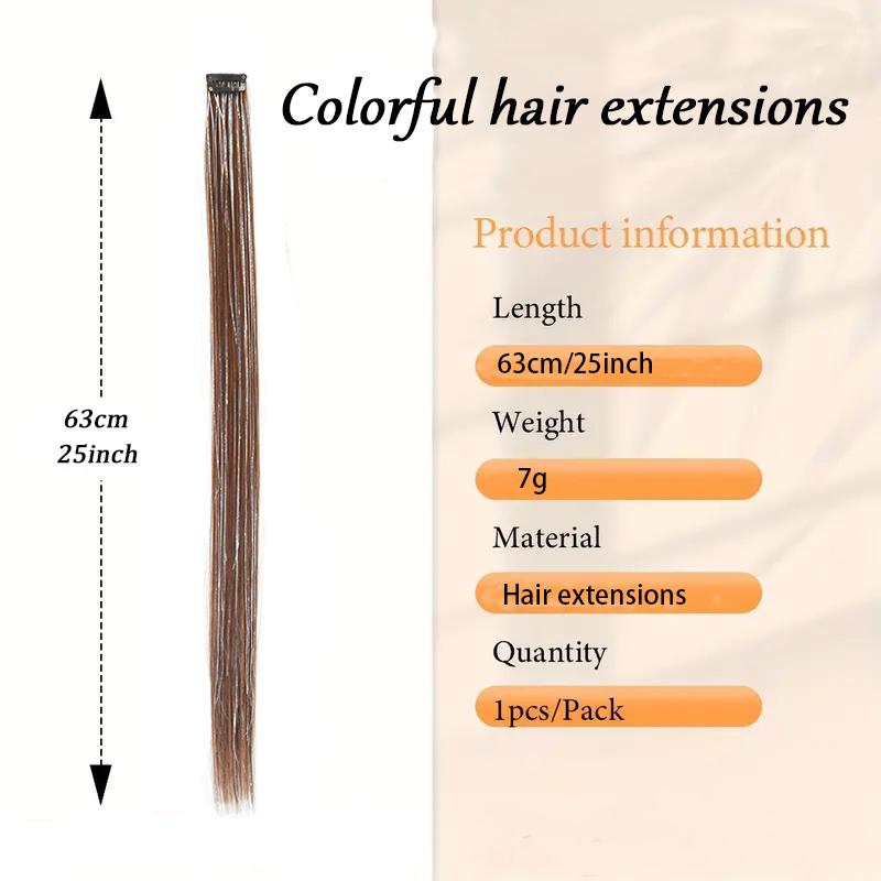 Colorful Hair Clip Extensions Synthetic Fiber Long Straight BB Clip Wigs Women's Wigs Easy To Wear for Parties and Gatherings