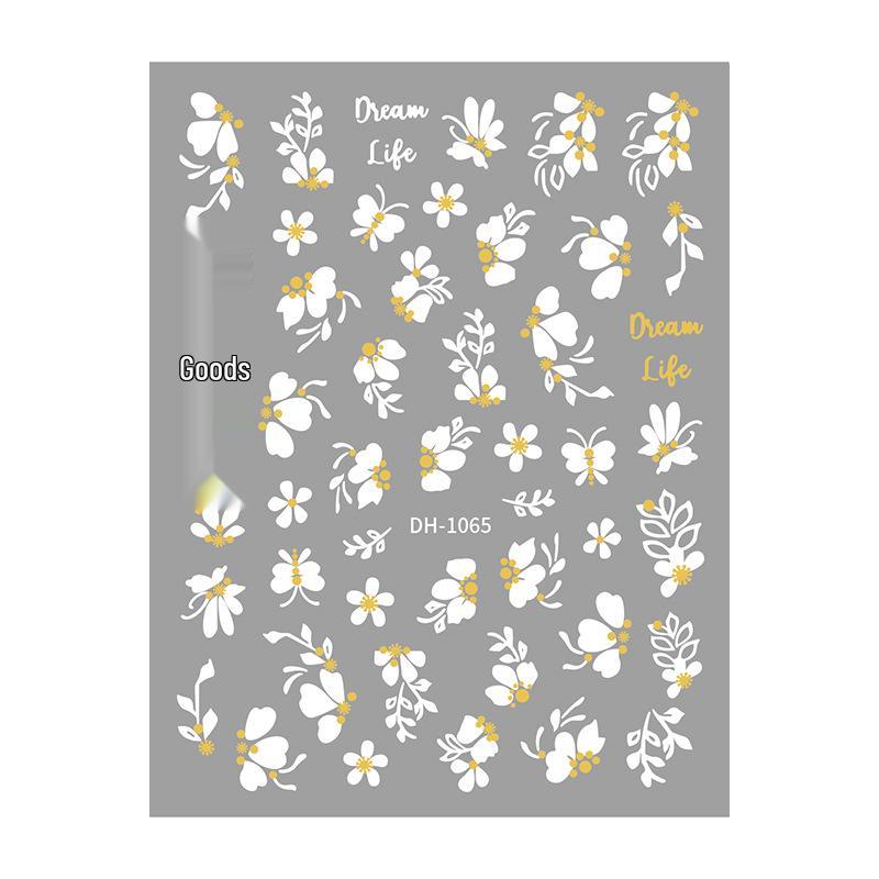 Redanco3D Cartoon Floral Nail Art Stickers - Flowers & Leaves DH-1065 DH-1065 (Gold)