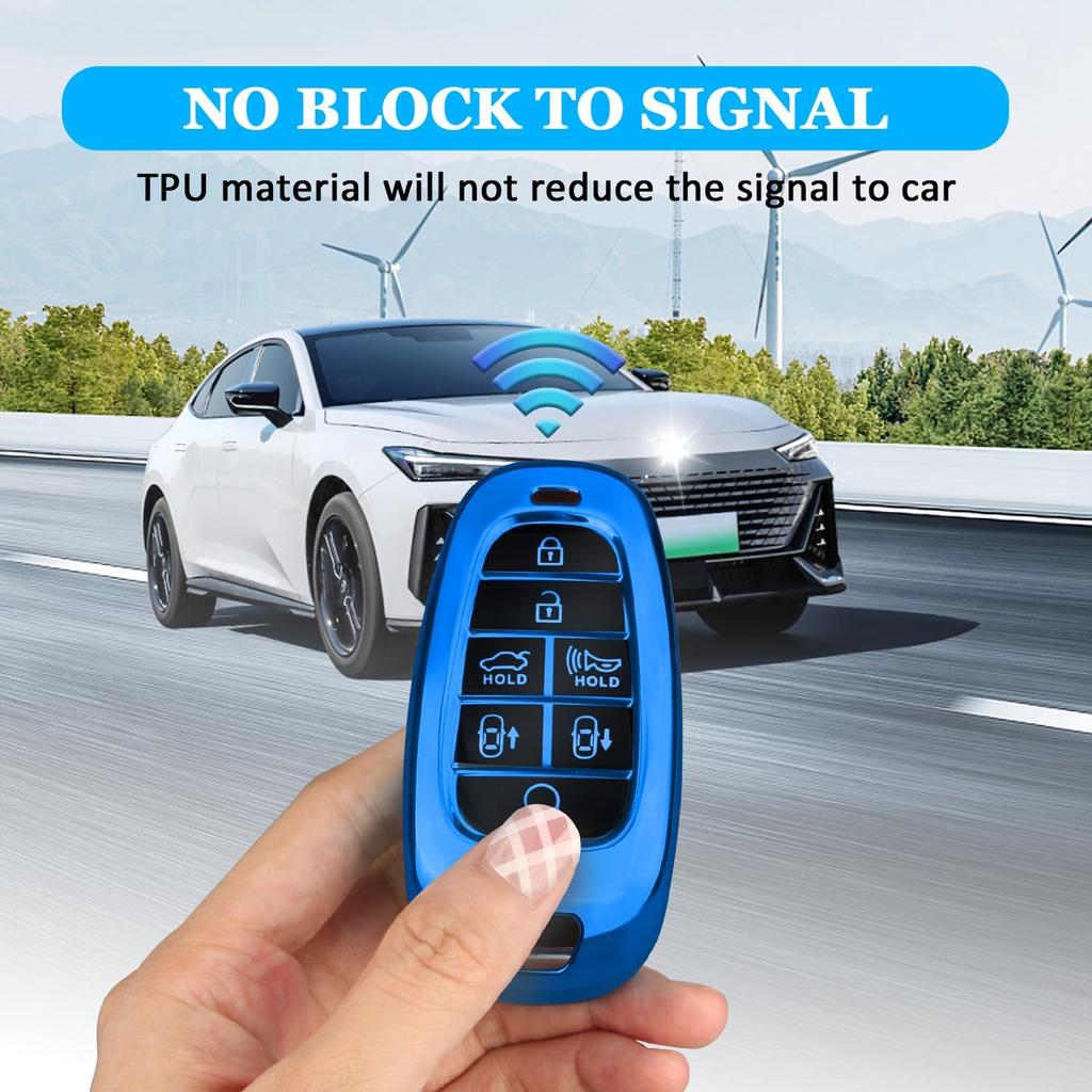 For Hyundai Key fob Cover Fit for 7 Buttons Hyundai Sonata Santa fe Tucson TPU Key Fob Case Protector
