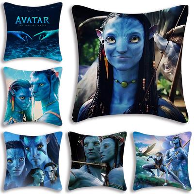 Housses d'oreiller Avatar Voie de l'eau Dessin animé Décoratif Canapé Maison Impression double face Peluche courte Mignon Housse de coussin