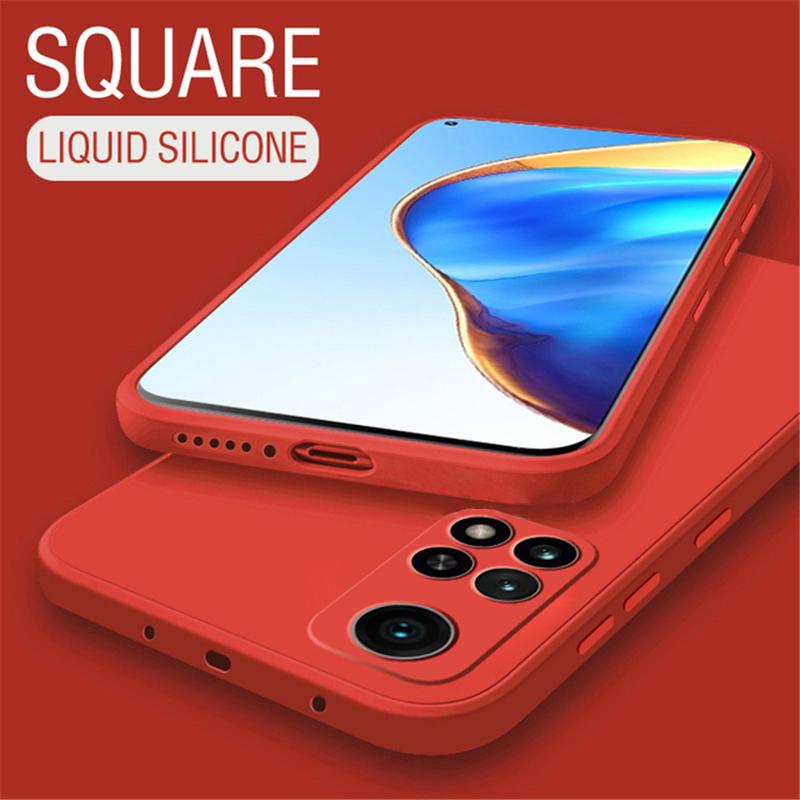 Skin Feel Liquid Silicone Case For Xiaomi Redmi Note 12 11 10 Pro 11S 10S A1 10C 10A 9T Poco X4 X3 NFC M4 M3 Pro 4G 5G Shockproof Square Soft Cover