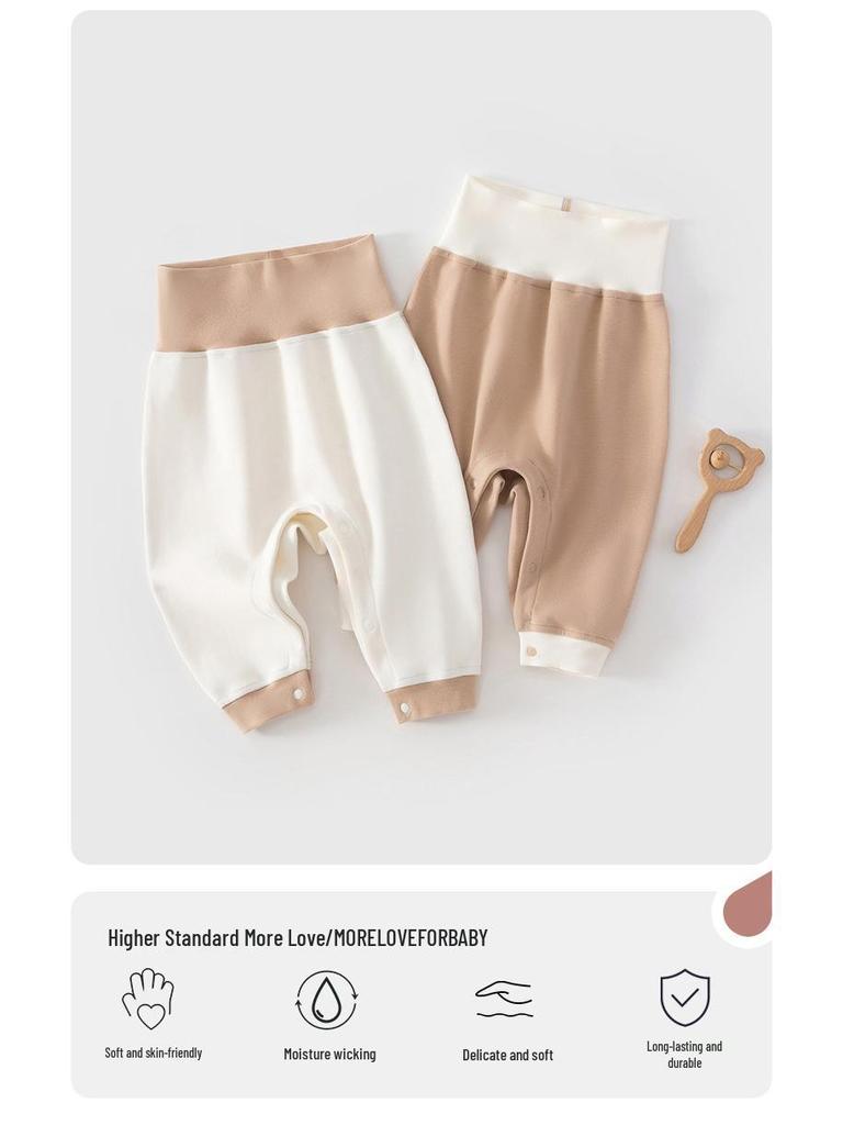 Baby Soft Down High Waist Snap Crotch Diaper Cover Pants - Warm Base Layer for Spring, Autumn, Winter