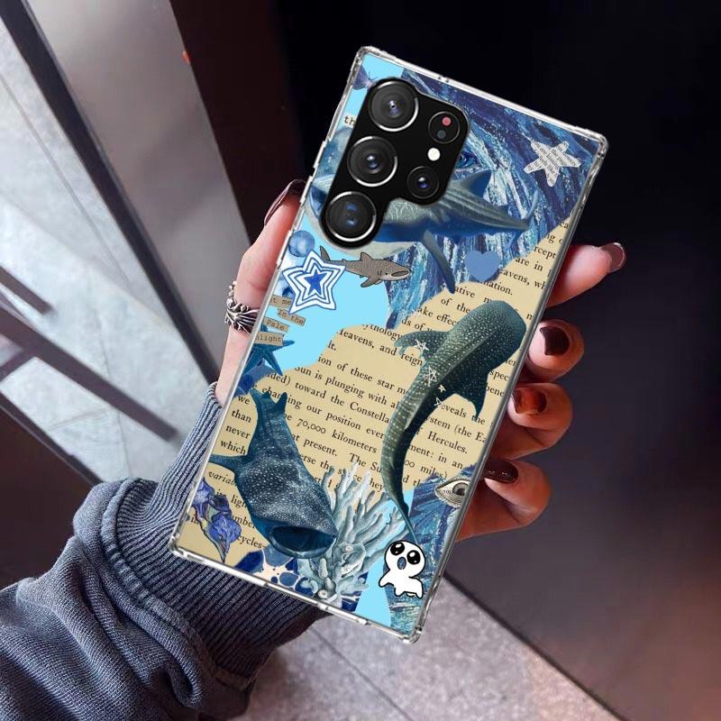 Ocean Whale Shark Phone Case For Samsung Galaxy S23 S24 S25 Edge S26 Ultra S22 + S21 Plus S20 FE Cover Silicone Print Shell Gala