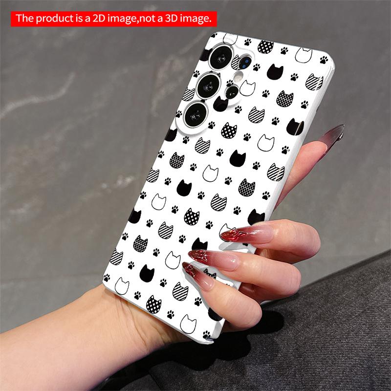 2DFlat Samsung phone case Cute Cat and Paw Print Pattern Phone Case Applicable to Galaxy S22 S23 S24 S25ULTRA S26 A12 A13 A14 A15 A16