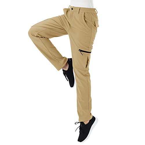 YSENTO Women's Trekking Pants, Autumn/Winter, Lightweight, Hiking/Outdoor Wear, Windproof, Fleece-Lined, Water-Repellent, Sweat-Wicking, Quick-Drying,