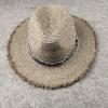 Straw Hat Raw Edge Outdoor Sunshade Beach Sun Protection Raffia Flat Brim Straw Hat Panama Elegance Women's Hat