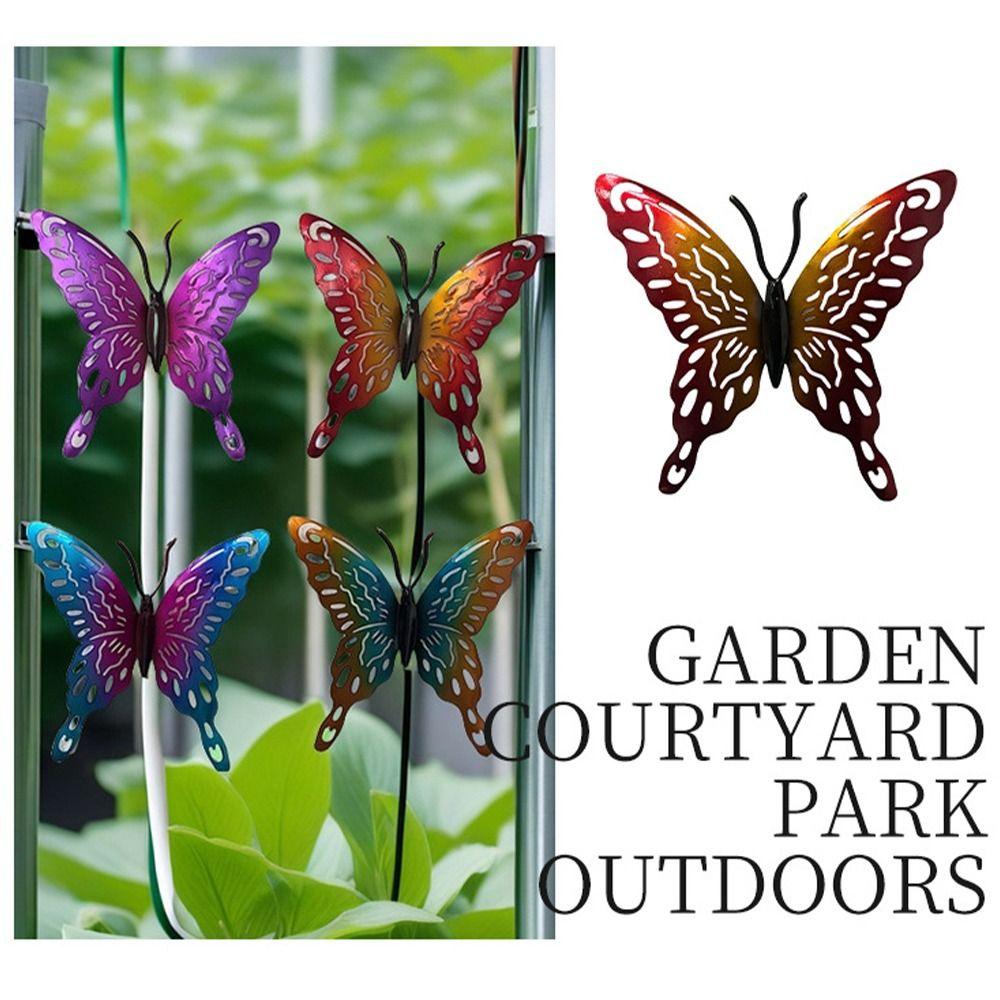 4Pcs Cute Butterfly Wall Art Hanging Creative Animal Statues Butterflies Sculpture Ornaments  Yard