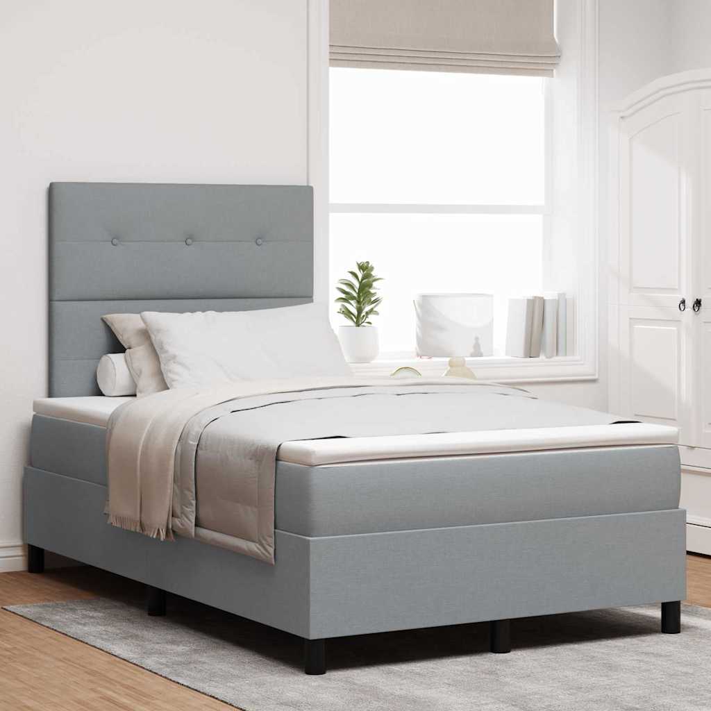 Box Spring Bed with Headboard Light Grey 120 x 200 cm Fabric