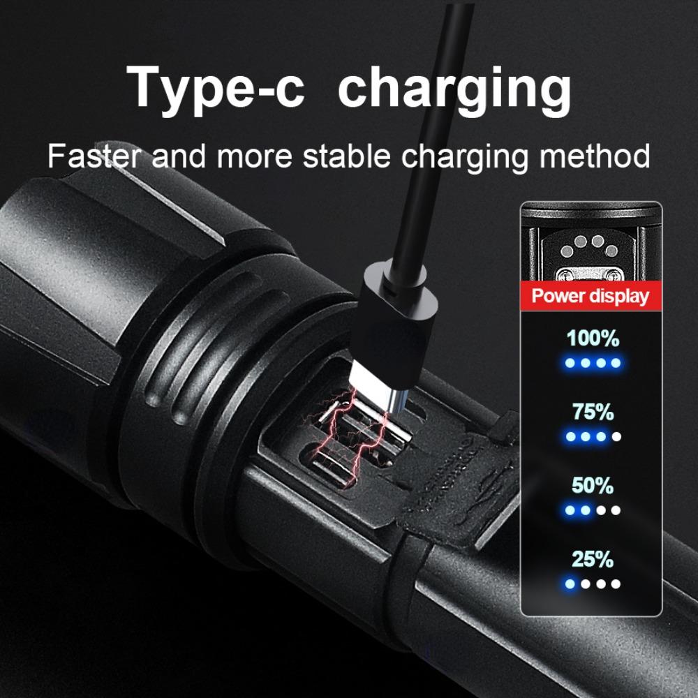 Powerful Usb Xhp360led Reachargeable 2024 Flashlight Ipx45 High Power Led Flashlight Zoomable Lantern Outdoor Led Torch