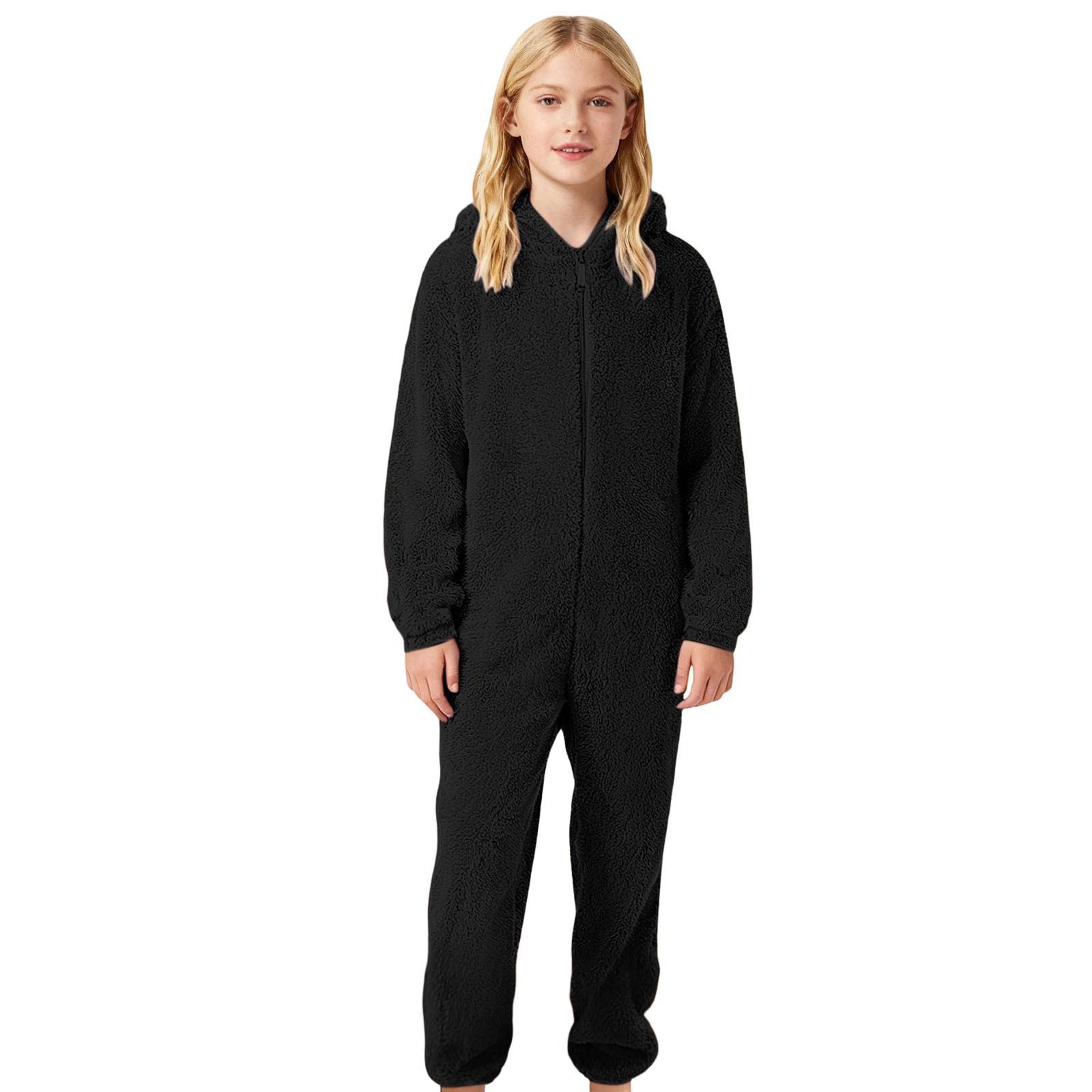 

Детский модный повседневный флисовый комбинезон 140 чёрный