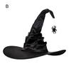 Halloween Hat Super Soft Wide Brim Friendly To Skin Wear Resistant Washable Enhance Atmosphere Cloth Bat Pendant Style Witch