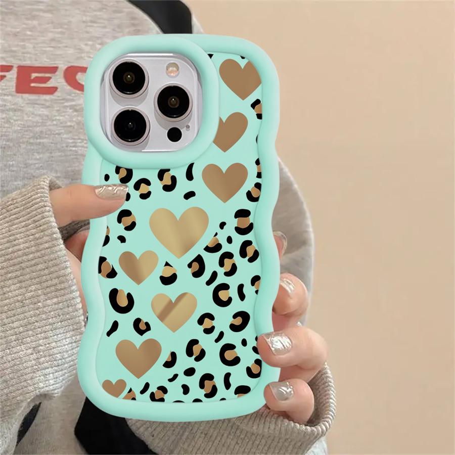 Case for iPhone 8 14 16 Pro Max 12 15 Plus 11 13 17 Air XR Soft Phone Cover Leopard Love Star