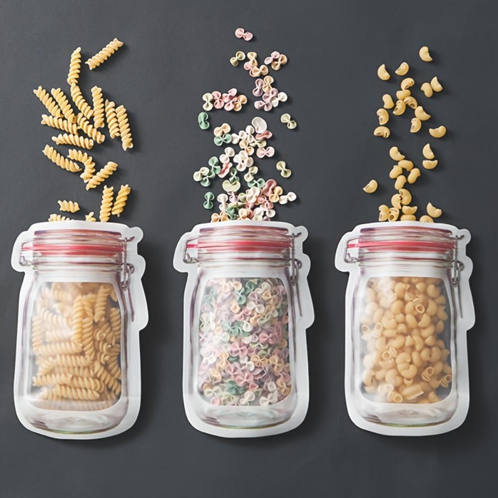 10 szt. Torba na butelkę Mason Jar wielokrotnego użytku, Torba na ciastka i chleb, Torba do przechowywania żywności z zamkiem błyskawicznym na przekąski, Kuchenna torba do przechowywania w zamrażarce