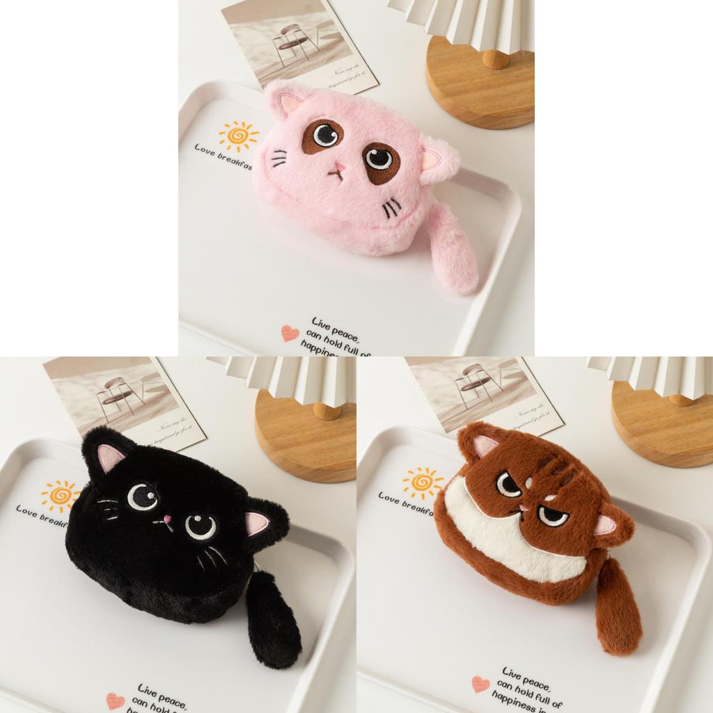Plüsch-Katzen-Münzbörse mit gesticktem Cartoon-Design für Kinder und Studenten