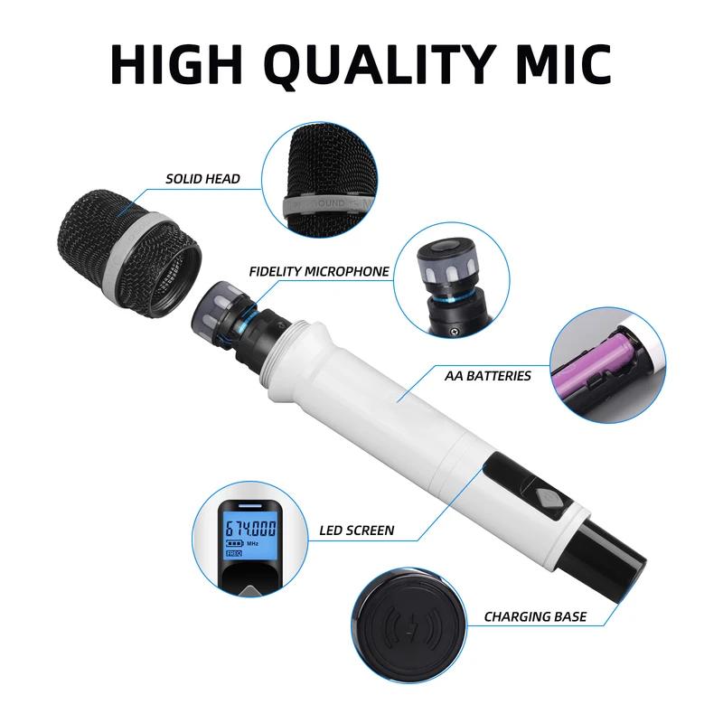 Karaoke Wireless Microphone Handheld Microphone 520-790MHz Long Battery 50M/164FT Range For Karaoke Live Stage Perform