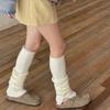 Harajuku Women's Leggings Gaiters Soft Acrylic Knitted Winter Leg Warmers Footless Socks with Side Split Buttons Decors