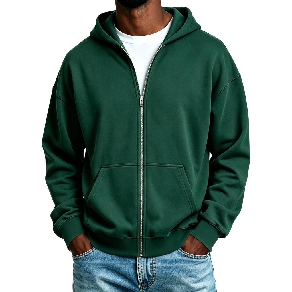 Felpa con cappuccio e zip colorata da uomo, giacca invernale casual